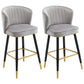 Scandinavian Iron Upholstered Counter Stools Black Low Back Bar Stools with Footrest Grey 2 Piece Set Clearhalo 'Bar Furniture' 'Bar Stools' 'bar_stools' 'furn' 'furn_bar_stools' 'furniture_bar_stools' 'Kitchen & Dining Furniture' 'kitchen&dining_furn' 'kitchen' 'kitchen_furn' Furniture' 4290213