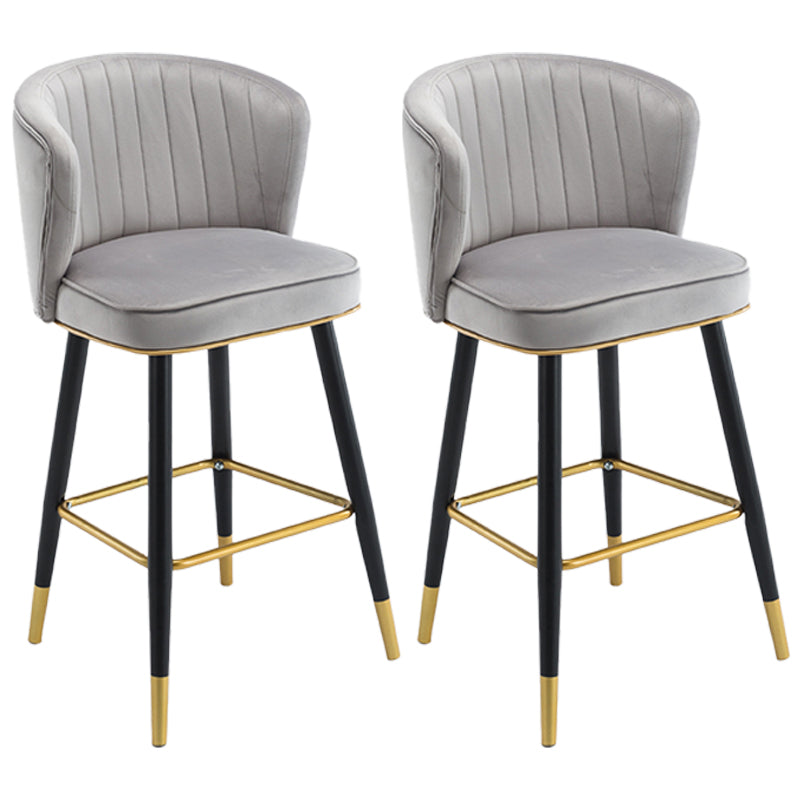 Scandinavian Iron Upholstered Counter Stools Black Low Back Bar Stools with Footrest Grey 2 Piece Set Clearhalo 'Bar Furniture' 'Bar Stools' 'bar_stools' 'furn' 'furn_bar_stools' 'furniture_bar_stools' 'Kitchen & Dining Furniture' 'kitchen&dining_furn' 'kitchen' 'kitchen_furn' Furniture' 4290213