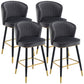 Scandinavian Iron Upholstered Counter Stools Black Low Back Bar Stools with Footrest Dark Gray 4 Piece Set Clearhalo 'Bar Furniture' 'Bar Stools' 'bar_stools' 'furn' 'furn_bar_stools' 'furniture_bar_stools' 'Kitchen & Dining Furniture' 'kitchen&dining_furn' 'kitchen' 'kitchen_furn' Furniture' 4290214