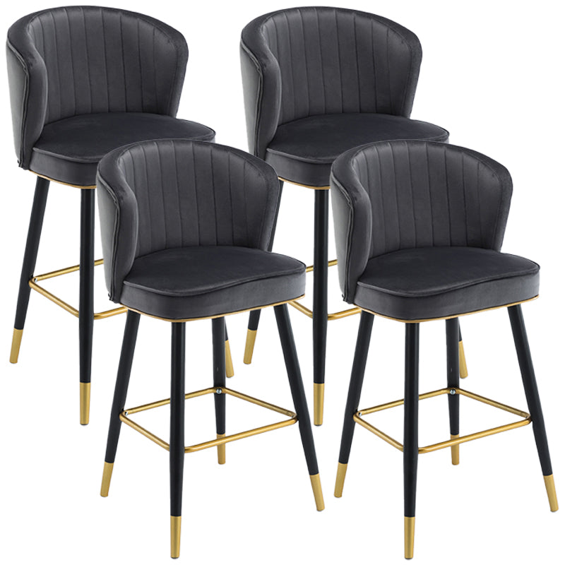 Scandinavian Iron Upholstered Counter Stools Black Low Back Bar Stools with Footrest Dark Gray 4 Piece Set Clearhalo 'Bar Furniture' 'Bar Stools' 'bar_stools' 'furn' 'furn_bar_stools' 'furniture_bar_stools' 'Kitchen & Dining Furniture' 'kitchen&dining_furn' 'kitchen' 'kitchen_furn' Furniture' 4290214