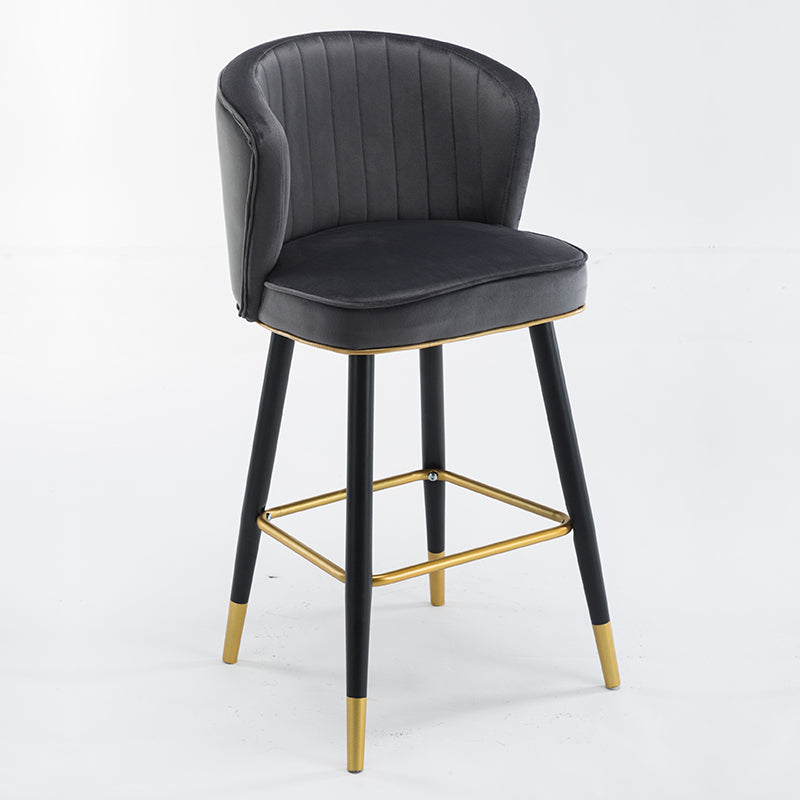 Scandinavian Iron Upholstered Counter Stools Black Low Back Bar Stools with Footrest Dark Gray 1 Piece Clearhalo 'Bar Furniture' 'Bar Stools' 'bar_stools' 'furn' 'furn_bar_stools' 'furniture_bar_stools' 'Kitchen & Dining Furniture' 'kitchen&dining_furn' 'kitchen' 'kitchen_furn' Furniture' 4290215
