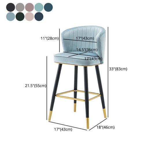 Scandinavian Iron Upholstered Counter Stools Black Low Back Bar Stools with Footrest Clearhalo 'Bar Furniture' 'Bar Stools' 'bar_stools' 'furn' 'furn_bar_stools' 'furniture_bar_stools' 'Kitchen & Dining Furniture' 'kitchen&dining_furn' 'kitchen' 'kitchen_furn' Furniture' 4290217