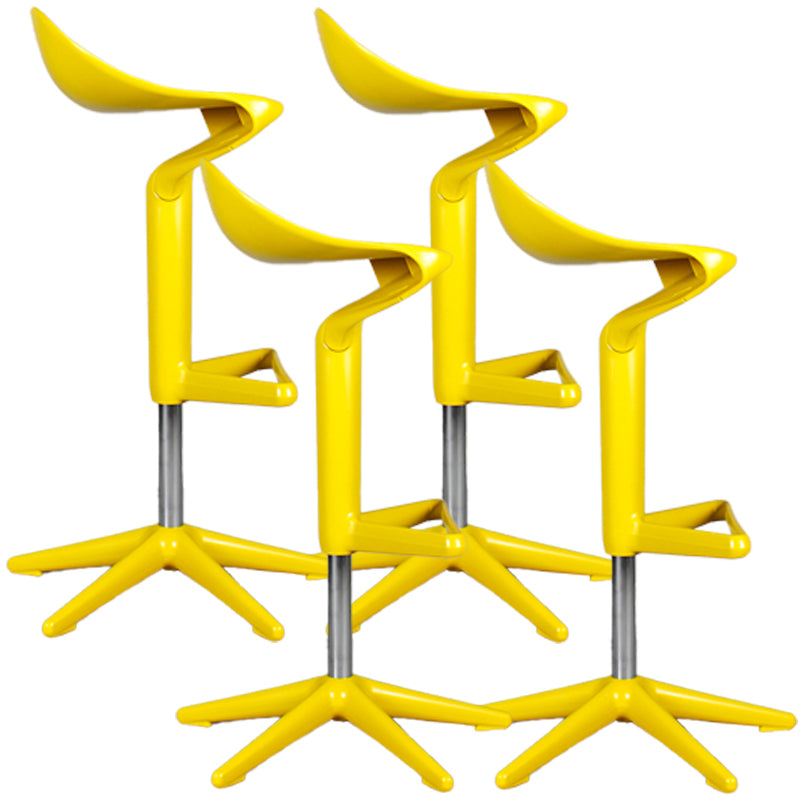 Dinning Room Modern Plastic Barstool Rotating Lifting Macron Bar Stool with Backrests Yellow 4 Piece Set Clearhalo 'Bar Furniture' 'Bar Stools' 'bar_stools' 'furn' 'furn_bar_stools' 'furniture_bar_stools' 'Kitchen & Dining Furniture' 'kitchen&dining_furn' 'kitchen' 'kitchen_furn' Furniture' 4290220