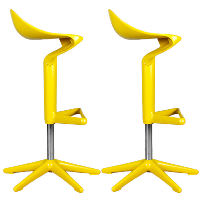 Dinning Room Modern Plastic Barstool Rotating Lifting Macron Bar Stool with Backrests Yellow 2 Piece Set Clearhalo 'Bar Furniture' 'Bar Stools' 'bar_stools' 'furn' 'furn_bar_stools' 'furniture_bar_stools' 'Kitchen & Dining Furniture' 'kitchen&dining_furn' 'kitchen' 'kitchen_furn' Furniture' 4290224