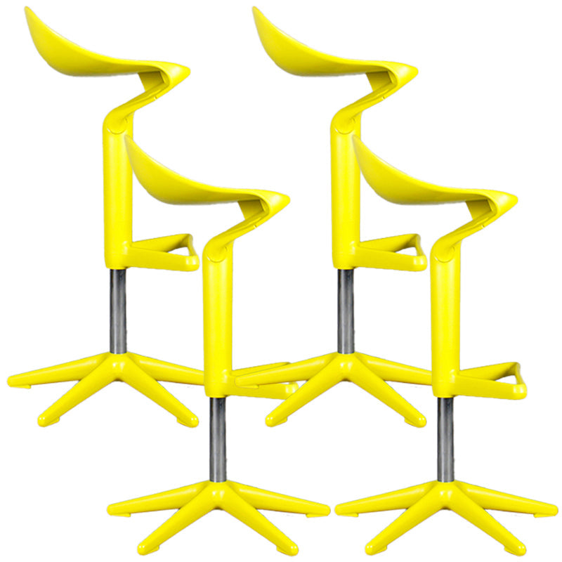 Dinning Room Modern Plastic Barstool Rotating Lifting Macron Bar Stool with Backrests Lemon Yellow 4 Piece Set Clearhalo 'Bar Furniture' 'Bar Stools' 'bar_stools' 'furn' 'furn_bar_stools' 'furniture_bar_stools' 'Kitchen & Dining Furniture' 'kitchen&dining_furn' 'kitchen' 'kitchen_furn' Furniture' 4290232