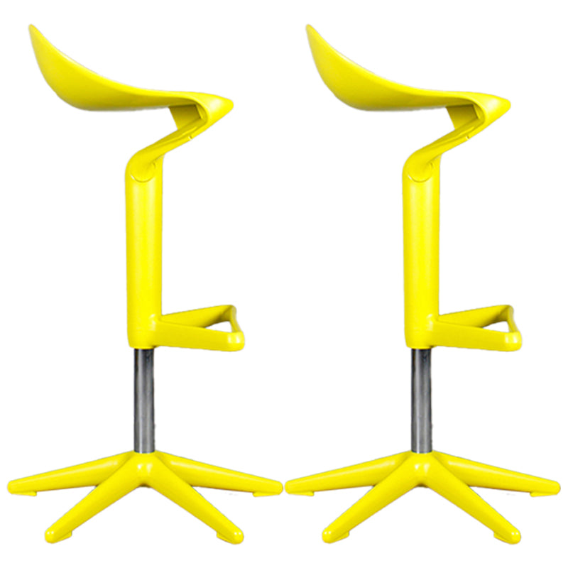 Dinning Room Modern Plastic Barstool Rotating Lifting Macron Bar Stool with Backrests Lemon Yellow 2 Piece Set Clearhalo 'Bar Furniture' 'Bar Stools' 'bar_stools' 'furn' 'furn_bar_stools' 'furniture_bar_stools' 'Kitchen & Dining Furniture' 'kitchen&dining_furn' 'kitchen' 'kitchen_furn' Furniture' 4290235