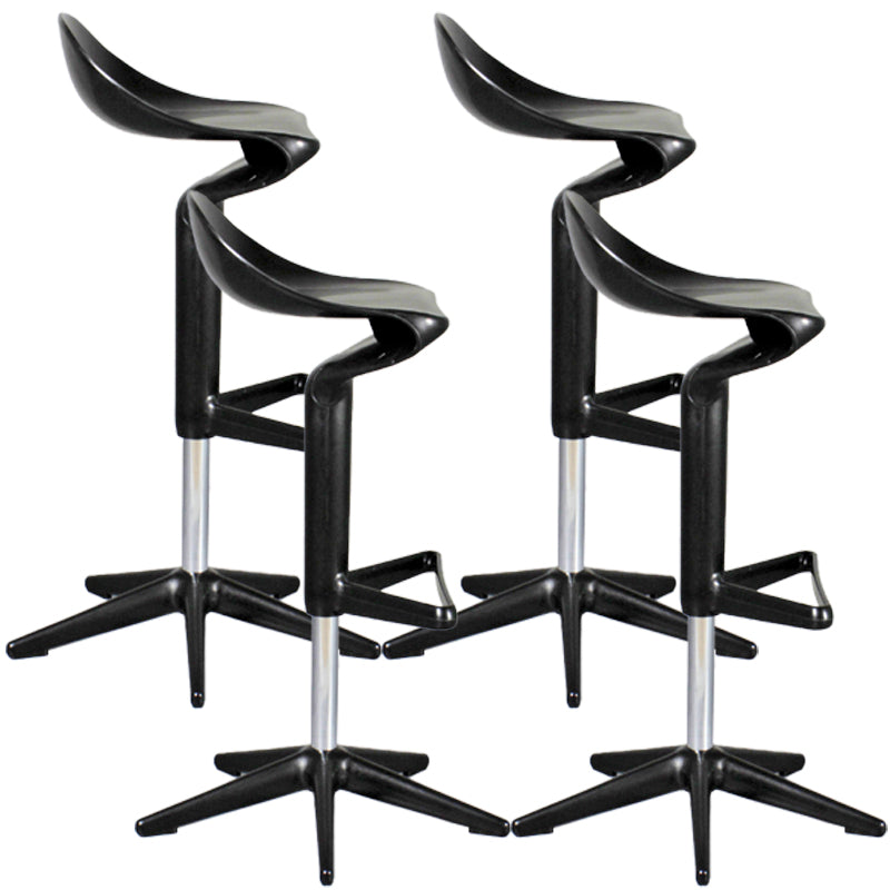 Dinning Room Modern Plastic Barstool Rotating Lifting Macron Bar Stool with Backrests Black 4 Piece Set Clearhalo 'Bar Furniture' 'Bar Stools' 'bar_stools' 'furn' 'furn_bar_stools' 'furniture_bar_stools' 'Kitchen & Dining Furniture' 'kitchen&dining_furn' 'kitchen' 'kitchen_furn' Furniture' 4290236