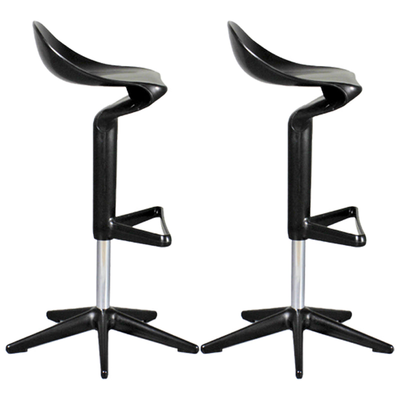 Dinning Room Modern Plastic Barstool Rotating Lifting Macron Bar Stool with Backrests Black 2 Piece Set Clearhalo 'Bar Furniture' 'Bar Stools' 'bar_stools' 'furn' 'furn_bar_stools' 'furniture_bar_stools' 'Kitchen & Dining Furniture' 'kitchen&dining_furn' 'kitchen' 'kitchen_furn' Furniture' 4290238