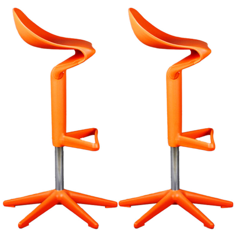 Dinning Room Modern Plastic Barstool Rotating Lifting Macron Bar Stool with Backrests Orange 2 Piece Set Clearhalo 'Bar Furniture' 'Bar Stools' 'bar_stools' 'furn' 'furn_bar_stools' 'furniture_bar_stools' 'Kitchen & Dining Furniture' 'kitchen&dining_furn' 'kitchen' 'kitchen_furn' Furniture' 4290241