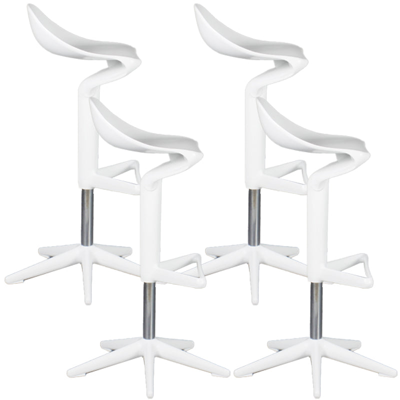 Dinning Room Modern Plastic Barstool Rotating Lifting Macron Bar Stool with Backrests White 4 Piece Set Clearhalo 'Bar Furniture' 'Bar Stools' 'bar_stools' 'furn' 'furn_bar_stools' 'furniture_bar_stools' 'Kitchen & Dining Furniture' 'kitchen&dining_furn' 'kitchen' 'kitchen_furn' Furniture' 4290242