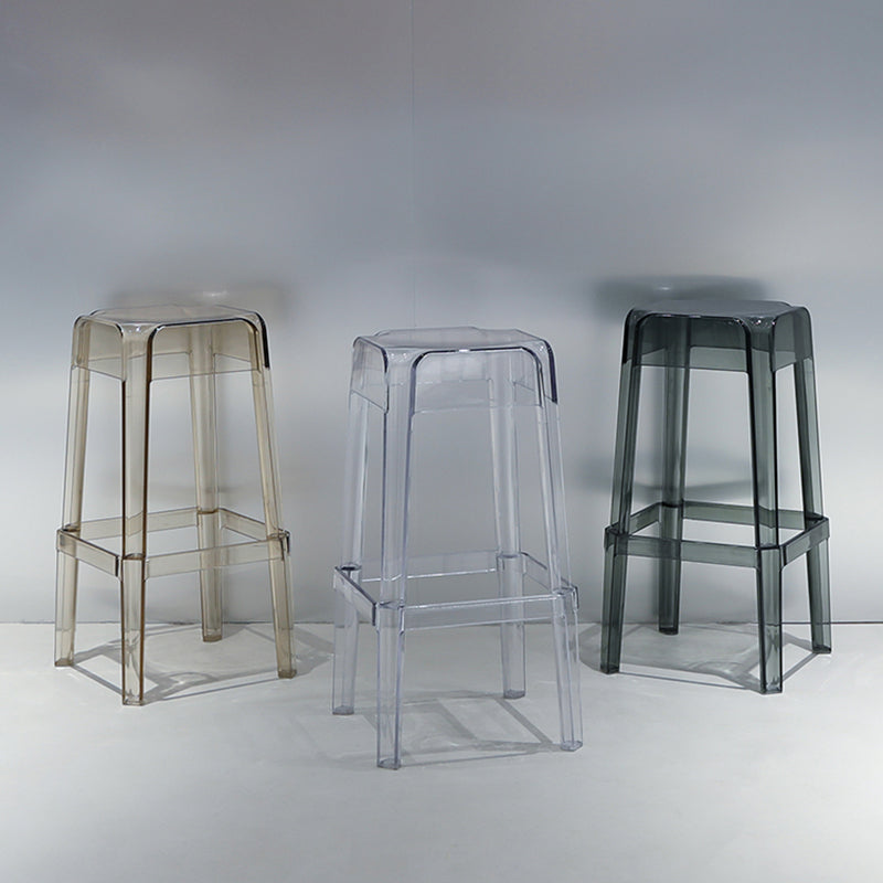 Nordic Style Stackable Barstool Transparent Plastic Bar Stool for Dinning Room Clearhalo 'Bar Furniture' 'Bar Stools' 'bar_stools' 'furn' 'furn_bar_stools' 'furniture_bar_stools' 'Kitchen & Dining Furniture' 'kitchen&dining_furn' 'kitchen' 'kitchen_furn' Furniture' 4290246