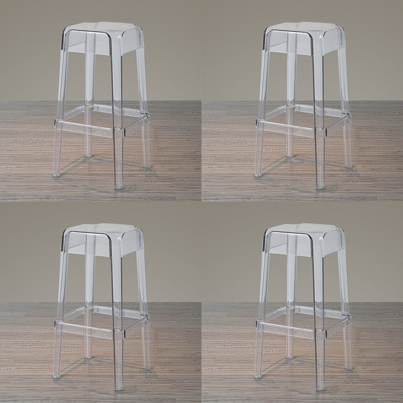 Nordic Style Stackable Barstool Transparent Plastic Bar Stool for Dinning Room Clear 4 Piece Set Bar Stool(30"H) Clearhalo 'Bar Furniture' 'Bar Stools' 'bar_stools' 'furn' 'furn_bar_stools' 'furniture_bar_stools' 'Kitchen & Dining Furniture' 'kitchen&dining_furn' 'kitchen' 'kitchen_furn' Furniture' 4290247
