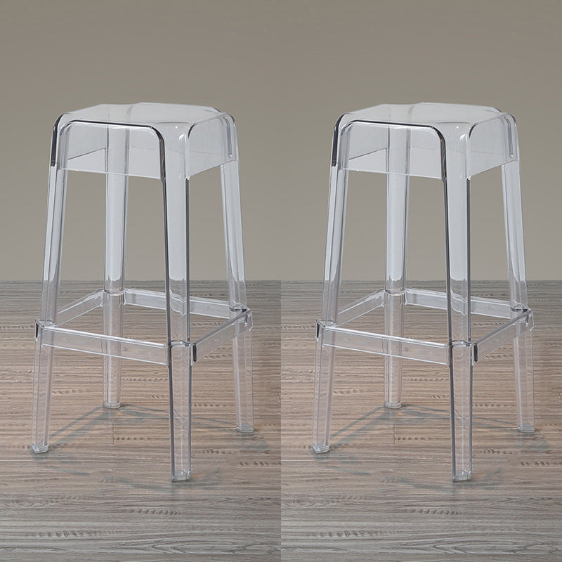Nordic Style Stackable Barstool Transparent Plastic Bar Stool for Dinning Room Clear 2 Piece Set Bar Stool(30"H) Clearhalo 'Bar Furniture' 'Bar Stools' 'bar_stools' 'furn' 'furn_bar_stools' 'furniture_bar_stools' 'Kitchen & Dining Furniture' 'kitchen&dining_furn' 'kitchen' 'kitchen_furn' Furniture' 4290250