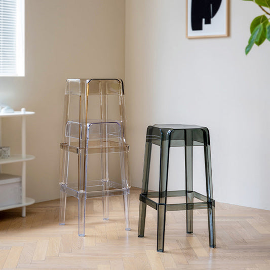 Nordic Style Stackable Barstool Transparent Plastic Bar Stool for Dinning Room Clearhalo 'Bar Furniture' 'Bar Stools' 'bar_stools' 'furn' 'furn_bar_stools' 'furniture_bar_stools' 'Kitchen & Dining Furniture' 'kitchen&dining_furn' 'kitchen' 'kitchen_furn' Furniture' 4290251