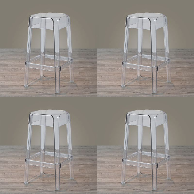 Nordic Style Stackable Barstool Transparent Plastic Bar Stool for Dinning Room Clear 4 Piece Set Counter Stool(26"H) Clearhalo 'Bar Furniture' 'Bar Stools' 'bar_stools' 'furn' 'furn_bar_stools' 'furniture_bar_stools' 'Kitchen & Dining Furniture' 'kitchen&dining_furn' 'kitchen' 'kitchen_furn' Furniture' 4290253