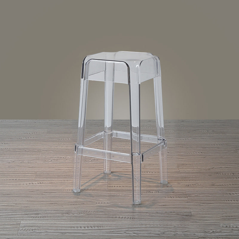 Nordic Style Stackable Barstool Transparent Plastic Bar Stool for Dinning Room Clear 1 Piece Counter Stool(26"H) Clearhalo 'Bar Furniture' 'Bar Stools' 'bar_stools' 'furn' 'furn_bar_stools' 'furniture_bar_stools' 'Kitchen & Dining Furniture' 'kitchen&dining_furn' 'kitchen' 'kitchen_furn' Furniture' 4290255