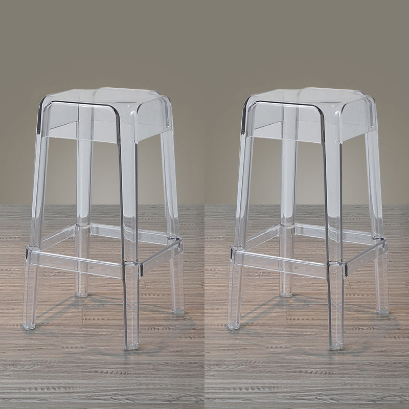 Nordic Style Stackable Barstool Transparent Plastic Bar Stool for Dinning Room Clear 2 Piece Set Counter Stool(26"H) Clearhalo 'Bar Furniture' 'Bar Stools' 'bar_stools' 'furn' 'furn_bar_stools' 'furniture_bar_stools' 'Kitchen & Dining Furniture' 'kitchen&dining_furn' 'kitchen' 'kitchen_furn' Furniture' 4290256