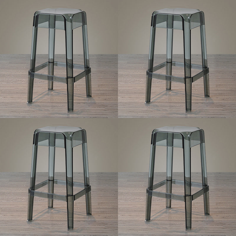 Nordic Style Stackable Barstool Transparent Plastic Bar Stool for Dinning Room Smoke Gray 4 Piece Set Counter Stool(26"H) Clearhalo 'Bar Furniture' 'Bar Stools' 'bar_stools' 'furn' 'furn_bar_stools' 'furniture_bar_stools' 'Kitchen & Dining Furniture' 'kitchen&dining_furn' 'kitchen' 'kitchen_furn' Furniture' 4290264