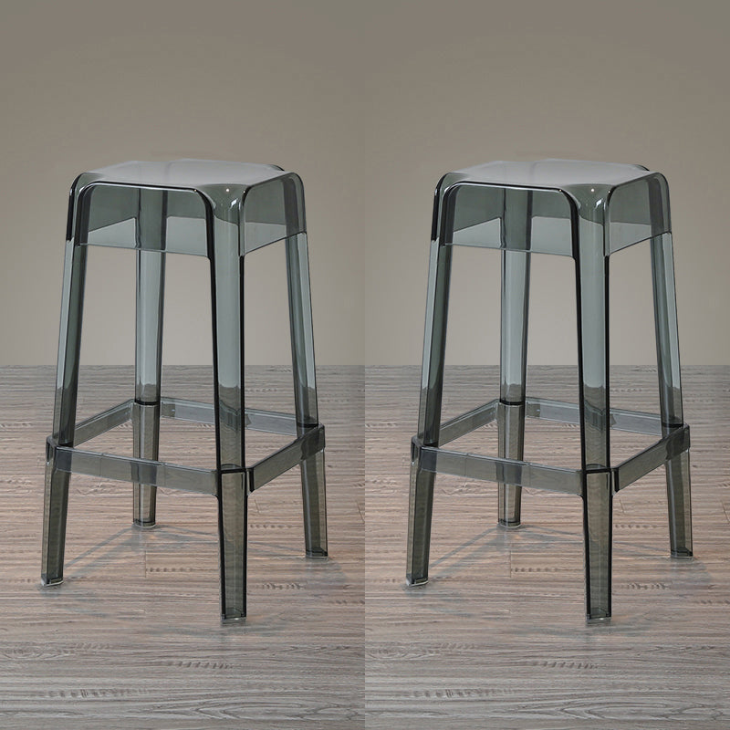 Nordic Style Stackable Barstool Transparent Plastic Bar Stool for Dinning Room Smoke Gray 2 Piece Set Counter Stool(26"H) Clearhalo 'Bar Furniture' 'Bar Stools' 'bar_stools' 'furn' 'furn_bar_stools' 'furniture_bar_stools' 'Kitchen & Dining Furniture' 'kitchen&dining_furn' 'kitchen' 'kitchen_furn' Furniture' 4290266