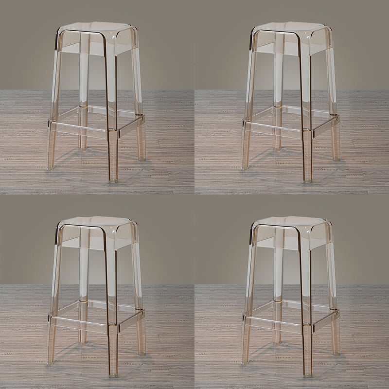 Nordic Style Stackable Barstool Transparent Plastic Bar Stool for Dinning Room Amber 4 Piece Set Counter Stool(26"H) Clearhalo 'Bar Furniture' 'Bar Stools' 'bar_stools' 'furn' 'furn_bar_stools' 'furniture_bar_stools' 'Kitchen & Dining Furniture' 'kitchen&dining_furn' 'kitchen' 'kitchen_furn' Furniture' 4290267