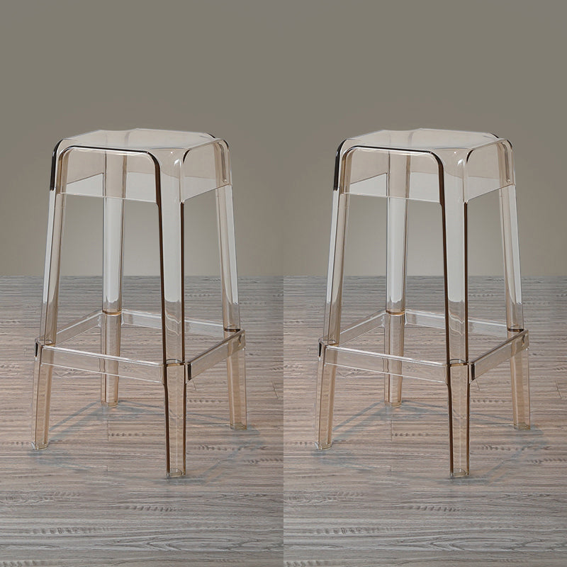 Nordic Style Stackable Barstool Transparent Plastic Bar Stool for Dinning Room Amber 2 Piece Set Counter Stool(26"H) Clearhalo 'Bar Furniture' 'Bar Stools' 'bar_stools' 'furn' 'furn_bar_stools' 'furniture_bar_stools' 'Kitchen & Dining Furniture' 'kitchen&dining_furn' 'kitchen' 'kitchen_furn' Furniture' 4290269