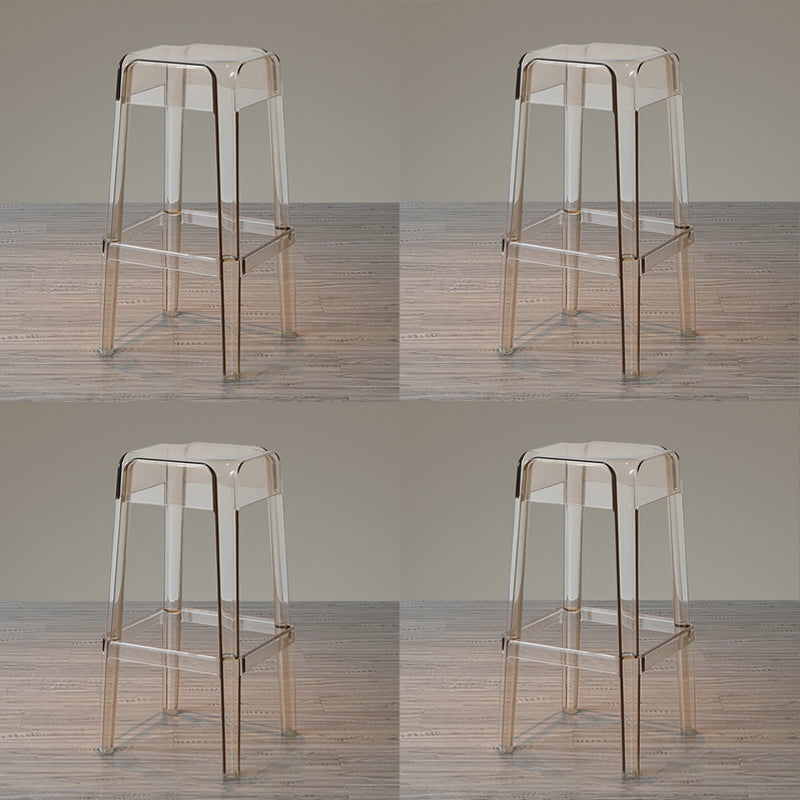 Nordic Style Stackable Barstool Transparent Plastic Bar Stool for Dinning Room Amber 4 Piece Set Bar Stool(30"H) Clearhalo 'Bar Furniture' 'Bar Stools' 'bar_stools' 'furn' 'furn_bar_stools' 'furniture_bar_stools' 'Kitchen & Dining Furniture' 'kitchen&dining_furn' 'kitchen' 'kitchen_furn' Furniture' 4290270