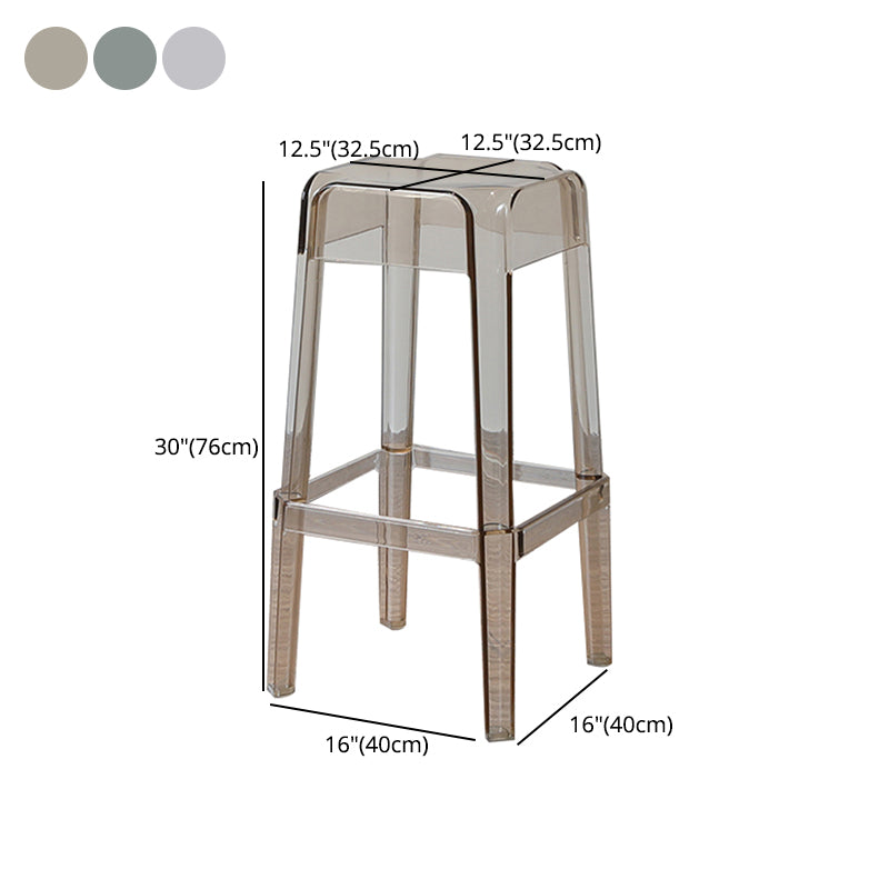 Nordic Style Stackable Barstool Transparent Plastic Bar Stool for Dinning Room Clearhalo 'Bar Furniture' 'Bar Stools' 'bar_stools' 'furn' 'furn_bar_stools' 'furniture_bar_stools' 'Kitchen & Dining Furniture' 'kitchen&dining_furn' 'kitchen' 'kitchen_furn' Furniture' 4290274