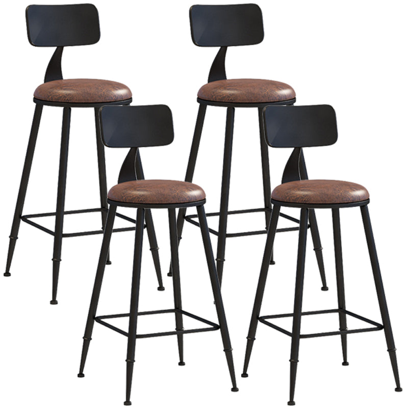 Industrial Style Barstool Indoor Metal 4 Legs Bar Stool for Coffee Shop 4 Piece Set Upholstered Counter Stool(26"H) Clearhalo 'Bar Furniture' 'Bar Stools' 'bar_stools' 'furn' 'furn_bar_stools' 'furniture_bar_stools' 'Kitchen & Dining Furniture' 'kitchen&dining_furn' 'kitchen' 'kitchen_furn' Furniture' 4290288