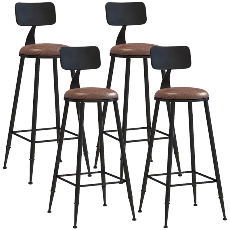 Industrial Style Barstool Indoor Metal 4 Legs Bar Stool for Coffee Shop 4 Piece Set Upholstered Bar Stool(30"H) Clearhalo 'Bar Furniture' 'Bar Stools' 'bar_stools' 'furn' 'furn_bar_stools' 'furniture_bar_stools' 'Kitchen & Dining Furniture' 'kitchen&dining_furn' 'kitchen' 'kitchen_furn' Furniture' 4290294