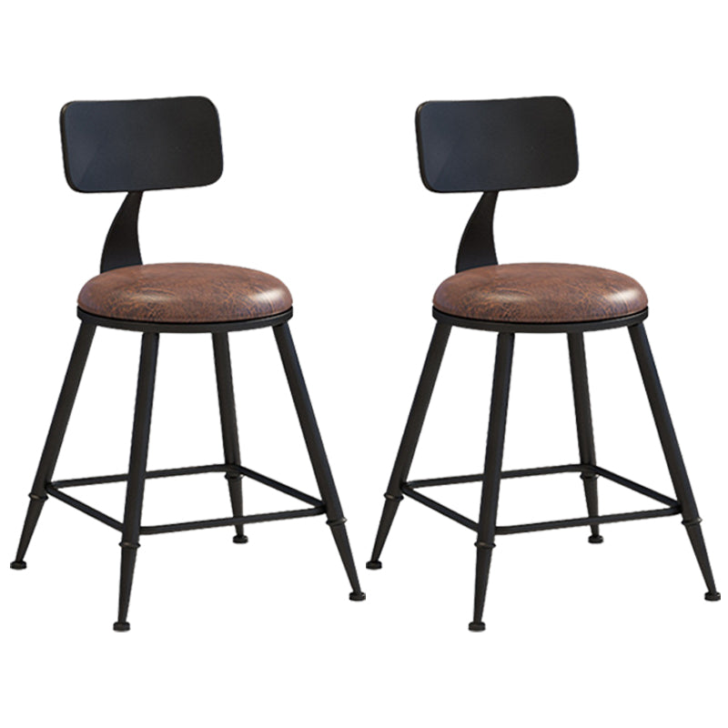 Industrial Style Barstool Indoor Metal 4 Legs Bar Stool for Coffee Shop 2 Piece Set Upholstered Short Stool(18"H) Clearhalo 'Bar Furniture' 'Bar Stools' 'bar_stools' 'furn' 'furn_bar_stools' 'furniture_bar_stools' 'Kitchen & Dining Furniture' 'kitchen&dining_furn' 'kitchen' 'kitchen_furn' Furniture' 4290302
