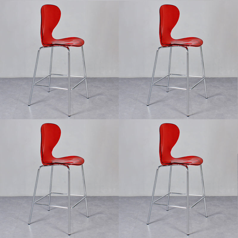 28-inch Height Barstool Modern Indoor Transparent Plastic Bar Stool Red 4 Piece Set Clearhalo 'Bar Furniture' 'Bar Stools' 'bar_stools' 'furn' 'furn_bar_stools' 'furniture_bar_stools' 'Kitchen & Dining Furniture' 'kitchen&dining_furn' 'kitchen' 'kitchen_furn' Furniture' 4290345