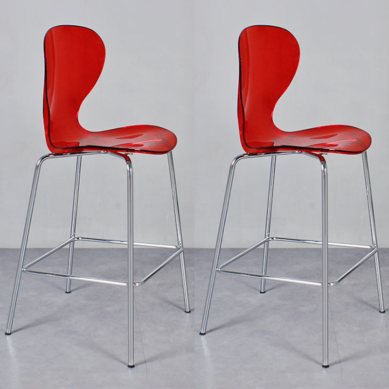 28-inch Height Barstool Modern Indoor Transparent Plastic Bar Stool Red 2 Piece Set Clearhalo 'Bar Furniture' 'Bar Stools' 'bar_stools' 'furn' 'furn_bar_stools' 'furniture_bar_stools' 'Kitchen & Dining Furniture' 'kitchen&dining_furn' 'kitchen' 'kitchen_furn' Furniture' 4290349