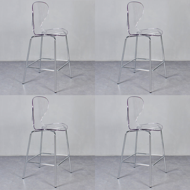 28-inch Height Barstool Modern Indoor Transparent Plastic Bar Stool Clear 4 Piece Set Clearhalo 'Bar Furniture' 'Bar Stools' 'bar_stools' 'furn' 'furn_bar_stools' 'furniture_bar_stools' 'Kitchen & Dining Furniture' 'kitchen&dining_furn' 'kitchen' 'kitchen_furn' Furniture' 4290351