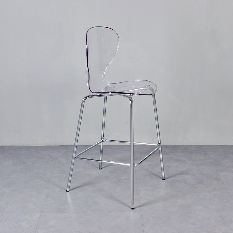 28-inch Height Barstool Modern Indoor Transparent Plastic Bar Stool Clear 1 Piece Clearhalo 'Bar Furniture' 'Bar Stools' 'bar_stools' 'furn' 'furn_bar_stools' 'furniture_bar_stools' 'Kitchen & Dining Furniture' 'kitchen&dining_furn' 'kitchen' 'kitchen_furn' Furniture' 4290352