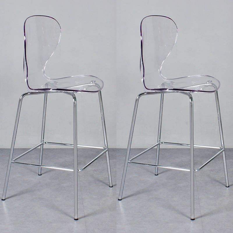 28-inch Height Barstool Modern Indoor Transparent Plastic Bar Stool Clear 2 Piece Set Clearhalo 'Bar Furniture' 'Bar Stools' 'bar_stools' 'furn' 'furn_bar_stools' 'furniture_bar_stools' 'Kitchen & Dining Furniture' 'kitchen&dining_furn' 'kitchen' 'kitchen_furn' Furniture' 4290355