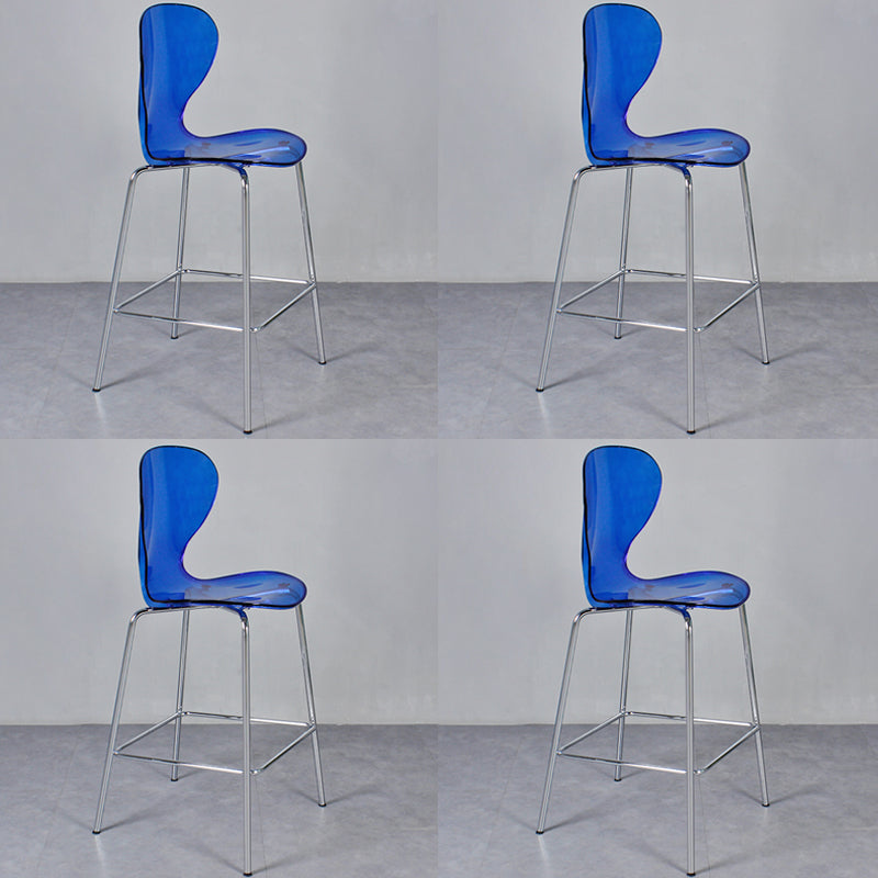 28-inch Height Barstool Modern Indoor Transparent Plastic Bar Stool Blue 4 Piece Set Clearhalo 'Bar Furniture' 'Bar Stools' 'bar_stools' 'furn' 'furn_bar_stools' 'furniture_bar_stools' 'Kitchen & Dining Furniture' 'kitchen&dining_furn' 'kitchen' 'kitchen_furn' Furniture' 4290357