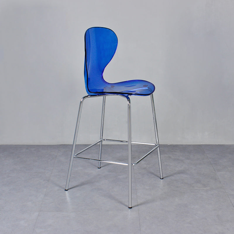 28-inch Height Barstool Modern Indoor Transparent Plastic Bar Stool Blue 1 Piece Clearhalo 'Bar Furniture' 'Bar Stools' 'bar_stools' 'furn' 'furn_bar_stools' 'furniture_bar_stools' 'Kitchen & Dining Furniture' 'kitchen&dining_furn' 'kitchen' 'kitchen_furn' Furniture' 4290359
