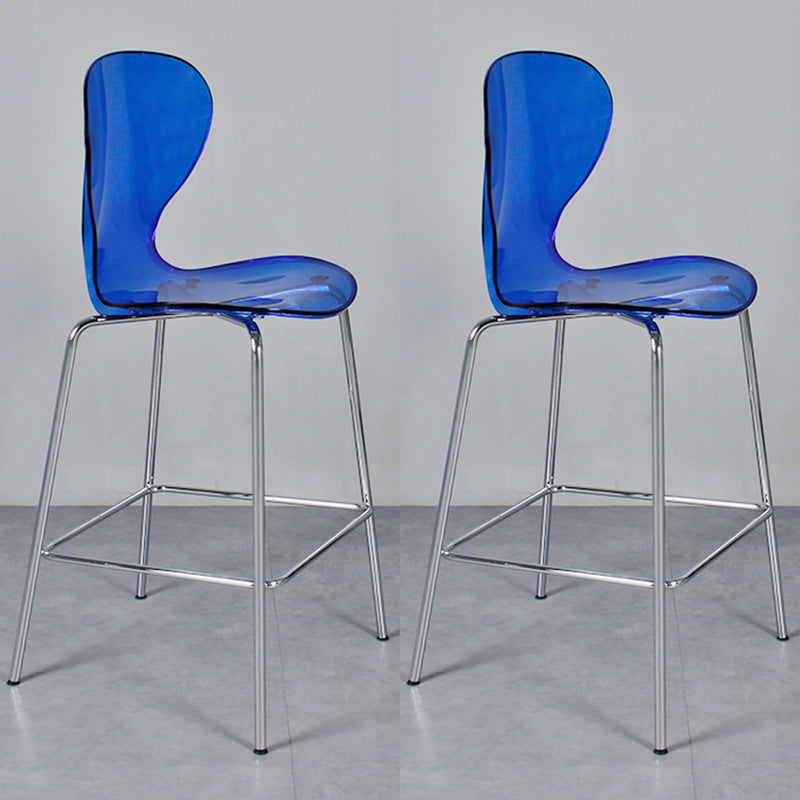 28-inch Height Barstool Modern Indoor Transparent Plastic Bar Stool Blue 2 Piece Set Clearhalo 'Bar Furniture' 'Bar Stools' 'bar_stools' 'furn' 'furn_bar_stools' 'furniture_bar_stools' 'Kitchen & Dining Furniture' 'kitchen&dining_furn' 'kitchen' 'kitchen_furn' Furniture' 4290360