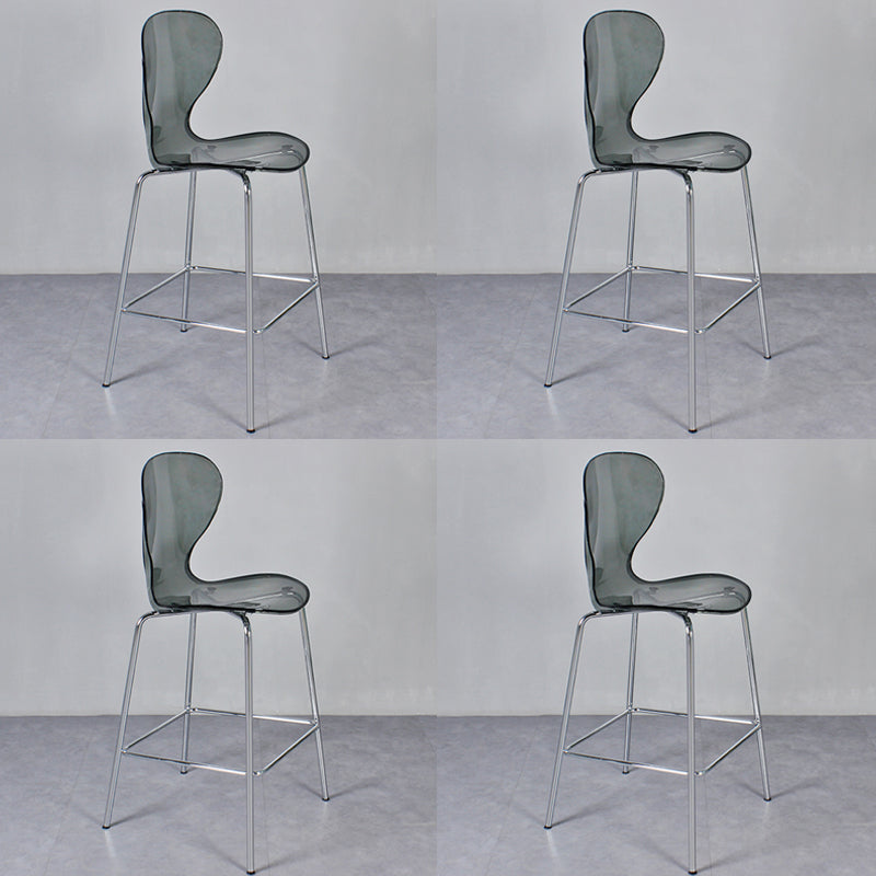 28-inch Height Barstool Modern Indoor Transparent Plastic Bar Stool Grey 4 Piece Set Clearhalo 'Bar Furniture' 'Bar Stools' 'bar_stools' 'furn' 'furn_bar_stools' 'furniture_bar_stools' 'Kitchen & Dining Furniture' 'kitchen&dining_furn' 'kitchen' 'kitchen_furn' Furniture' 4290361