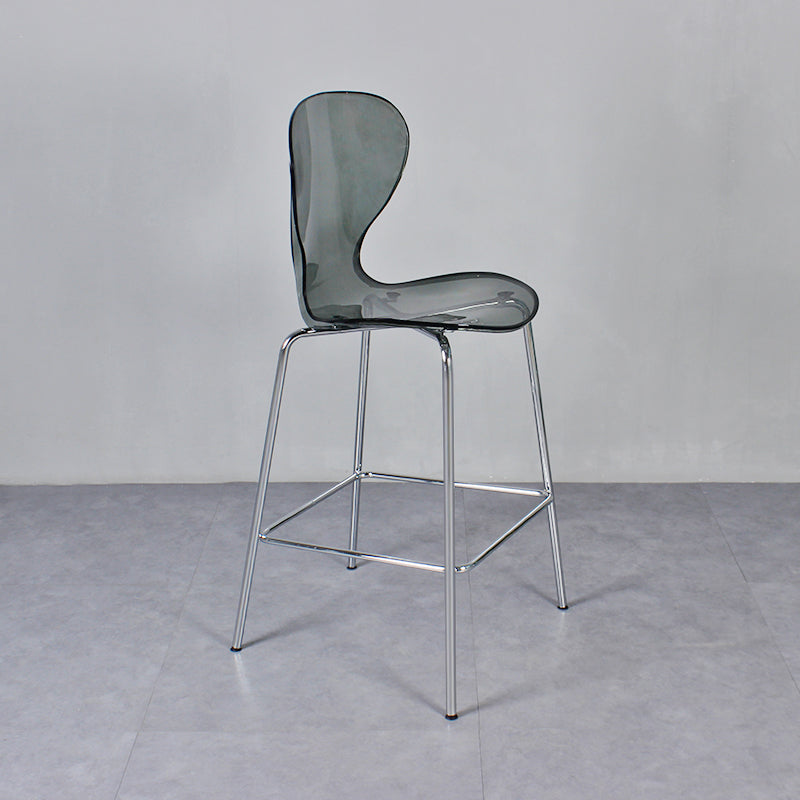 28-inch Height Barstool Modern Indoor Transparent Plastic Bar Stool Grey 1 Piece Clearhalo 'Bar Furniture' 'Bar Stools' 'bar_stools' 'furn' 'furn_bar_stools' 'furniture_bar_stools' 'Kitchen & Dining Furniture' 'kitchen&dining_furn' 'kitchen' 'kitchen_furn' Furniture' 4290362