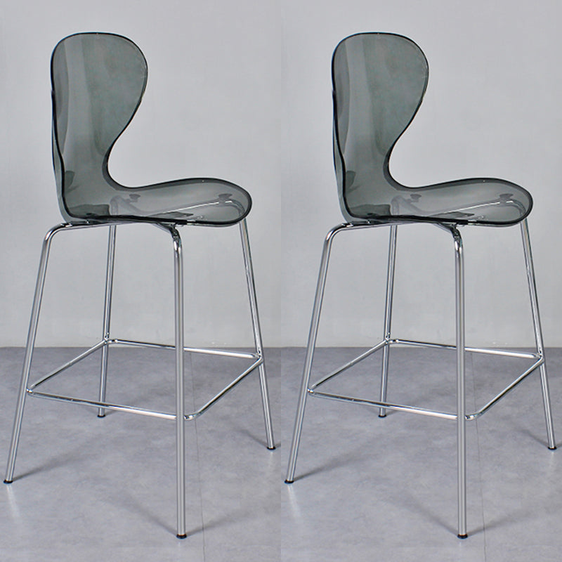 28-inch Height Barstool Modern Indoor Transparent Plastic Bar Stool Grey 2 Piece Set Clearhalo 'Bar Furniture' 'Bar Stools' 'bar_stools' 'furn' 'furn_bar_stools' 'furniture_bar_stools' 'Kitchen & Dining Furniture' 'kitchen&dining_furn' 'kitchen' 'kitchen_furn' Furniture' 4290363