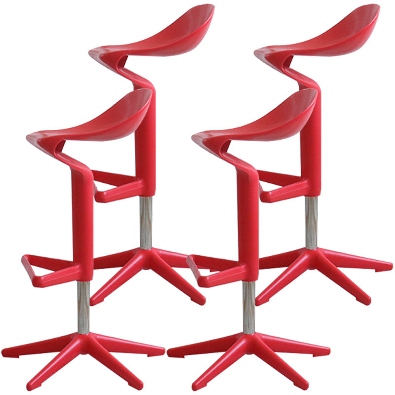 Indoor Modern Plastic Barstool Rotating Lifting Colorful Bar Stool Red 4 Piece Set Clearhalo 'Bar Furniture' 'Bar Stools' 'bar_stools' 'furn' 'furn_bar_stools' 'furniture_bar_stools' 'Kitchen & Dining Furniture' 'kitchen&dining_furn' 'kitchen' 'kitchen_furn' Furniture' 4290366