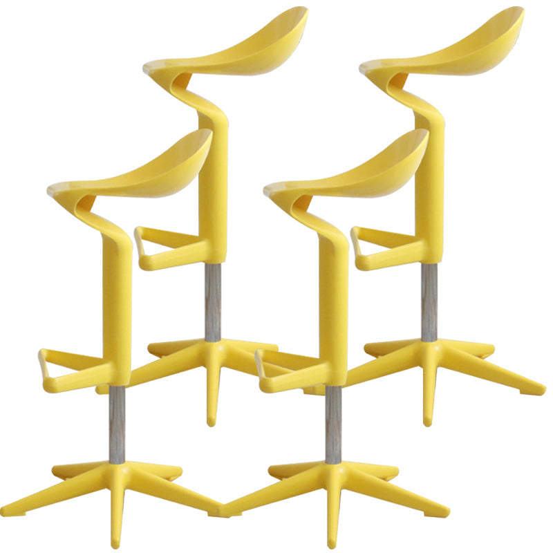 Indoor Modern Plastic Barstool Rotating Lifting Colorful Bar Stool Yellow 4 Piece Set Clearhalo 'Bar Furniture' 'Bar Stools' 'bar_stools' 'furn' 'furn_bar_stools' 'furniture_bar_stools' 'Kitchen & Dining Furniture' 'kitchen&dining_furn' 'kitchen' 'kitchen_furn' Furniture' 4290378