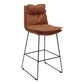 Modern Backrest Armless Counter Stool Steel Cafe Bar Stool with Leather Cushion Brown 1 Piece Clearhalo 'Bar Furniture' 'Bar Stools' 'bar_stools' 'furn' 'furn_bar_stools' 'furniture_bar_stools' 'Kitchen & Dining Furniture' 'kitchen&dining_furn' 'kitchen' 'kitchen_furn' Furniture' 4290393