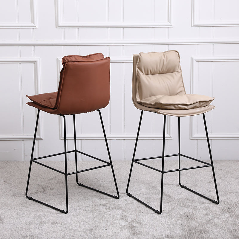 Modern Backrest Armless Counter Stool Steel Cafe Bar Stool with Leather Cushion Clearhalo 'Bar Furniture' 'Bar Stools' 'bar_stools' 'furn' 'furn_bar_stools' 'furniture_bar_stools' 'Kitchen & Dining Furniture' 'kitchen&dining_furn' 'kitchen' 'kitchen_furn' Furniture' 4290394