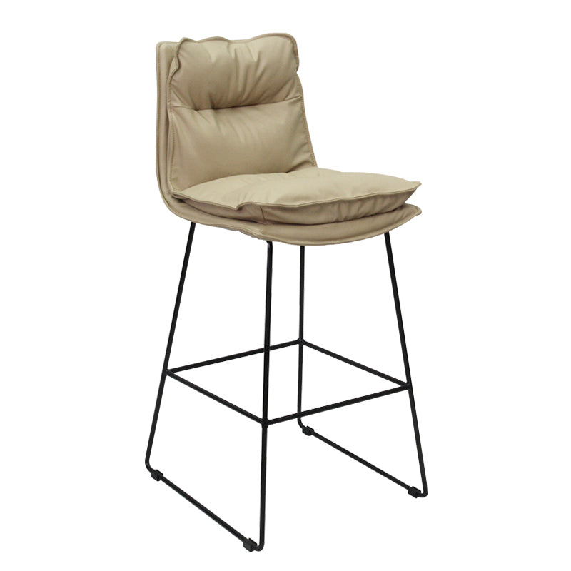 Modern Backrest Armless Counter Stool Steel Cafe Bar Stool with Leather Cushion Light Gray 1 Piece Clearhalo 'Bar Furniture' 'Bar Stools' 'bar_stools' 'furn' 'furn_bar_stools' 'furniture_bar_stools' 'Kitchen & Dining Furniture' 'kitchen&dining_furn' 'kitchen' 'kitchen_furn' Furniture' 4290397
