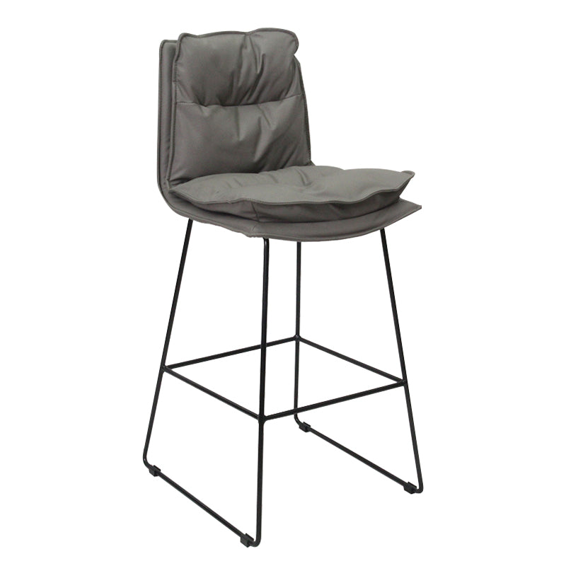 Modern Backrest Armless Counter Stool Steel Cafe Bar Stool with Leather Cushion Dark Gray 1 Piece Clearhalo 'Bar Furniture' 'Bar Stools' 'bar_stools' 'furn' 'furn_bar_stools' 'furniture_bar_stools' 'Kitchen & Dining Furniture' 'kitchen&dining_furn' 'kitchen' 'kitchen_furn' Furniture' 4290399