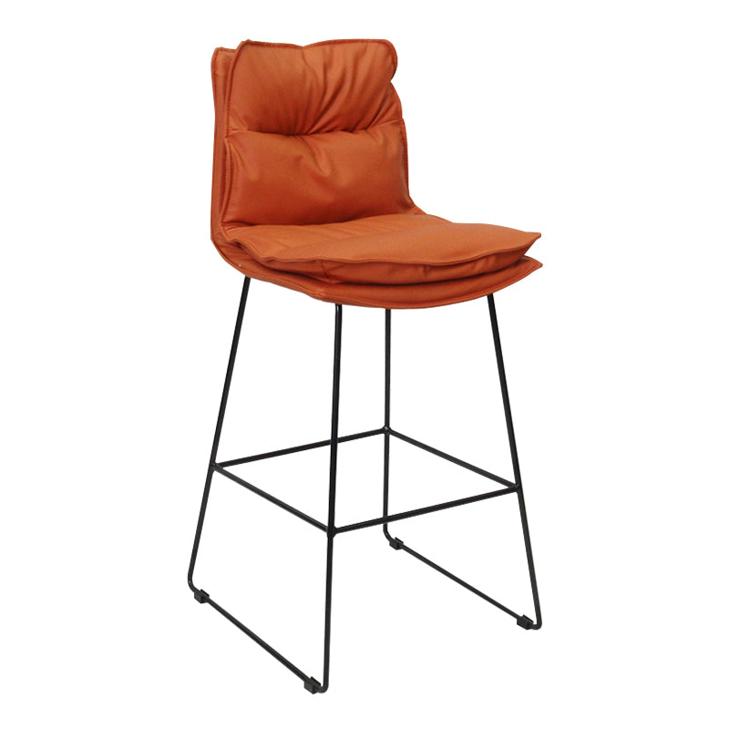 Modern Backrest Armless Counter Stool Steel Cafe Bar Stool with Leather Cushion Clearhalo 'Bar Furniture' 'Bar Stools' 'bar_stools' 'furn' 'furn_bar_stools' 'furniture_bar_stools' 'Kitchen & Dining Furniture' 'kitchen&dining_furn' 'kitchen' 'kitchen_furn' Furniture' 4290400