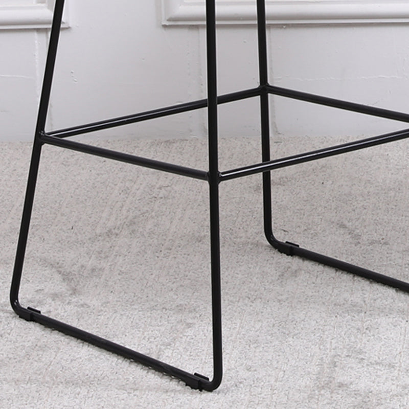 Modern Backrest Armless Counter Stool Steel Cafe Bar Stool with Leather Cushion Clearhalo 'Bar Furniture' 'Bar Stools' 'bar_stools' 'furn' 'furn_bar_stools' 'furniture_bar_stools' 'Kitchen & Dining Furniture' 'kitchen&dining_furn' 'kitchen' 'kitchen_furn' Furniture' 4290405