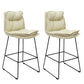 Modern Backrest Armless Counter Stool Steel Cafe Bar Stool with Leather Cushion Off-White 2 Piece Set Clearhalo 'Bar Furniture' 'Bar Stools' 'bar_stools' 'furn' 'furn_bar_stools' 'furniture_bar_stools' 'Kitchen & Dining Furniture' 'kitchen&dining_furn' 'kitchen' 'kitchen_furn' Furniture' 4290406